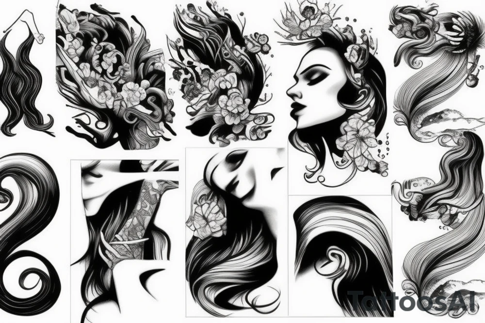 Woman rising out of the water tattoo idea