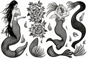 Woman mermaid rising out of a flower tattoo idea