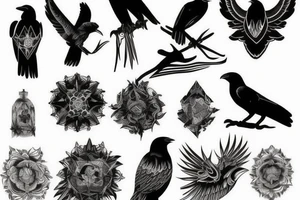 mountain and crow tattoo idea