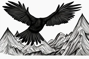a raven flying out of the mountains tattoo idea