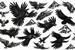 a raven flying out of the mountains tattoo idea