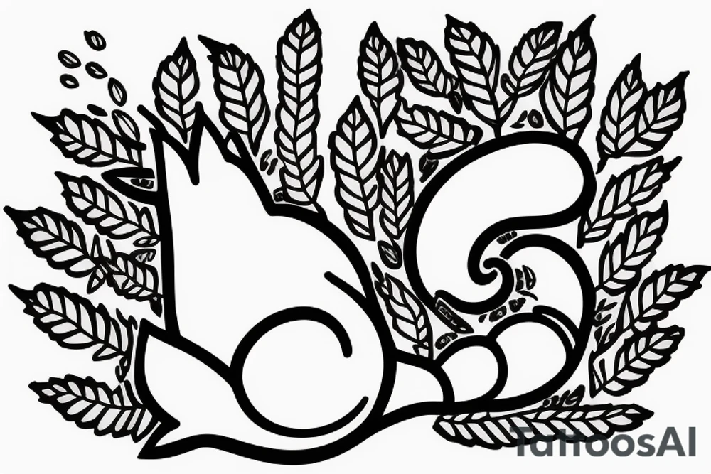 Fox inspecting a snail on a leaf tattoo idea