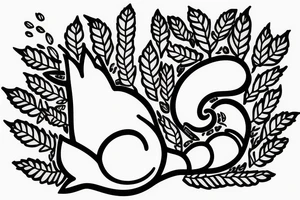 Fox inspecting a snail on a leaf tattoo idea