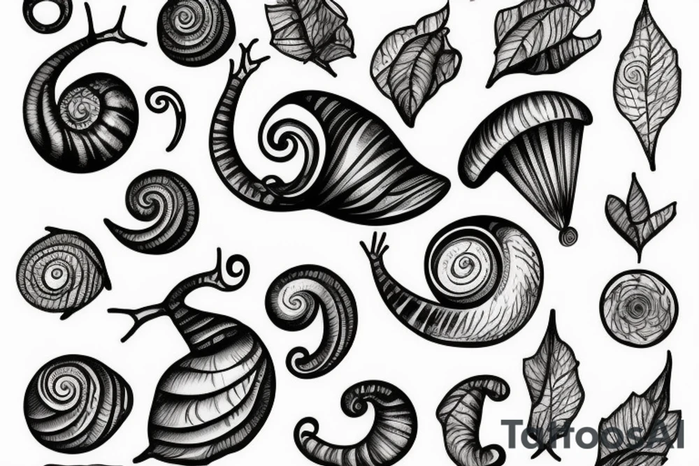Snail on a leaf looking at the sky tattoo idea