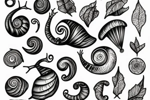 Snail on a leaf looking at the sky tattoo idea