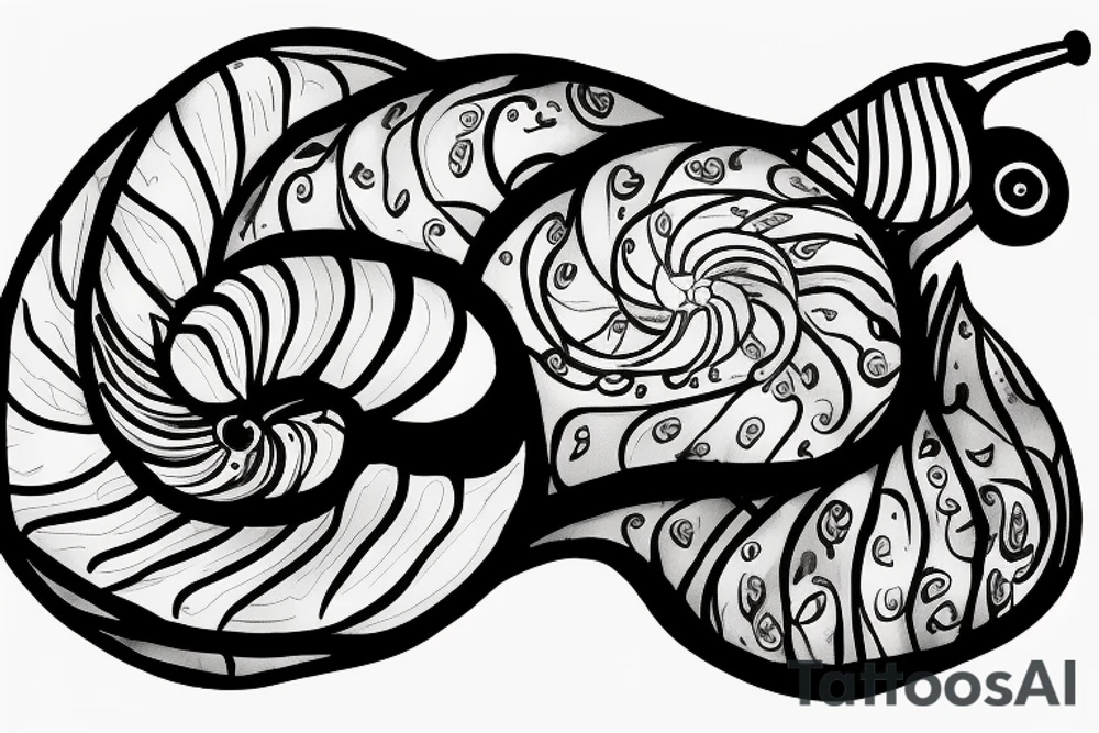 Snail on a leaf looking at the sky tattoo idea