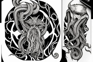 Cthulhu holding a beautiful girl in his claws tattoo idea