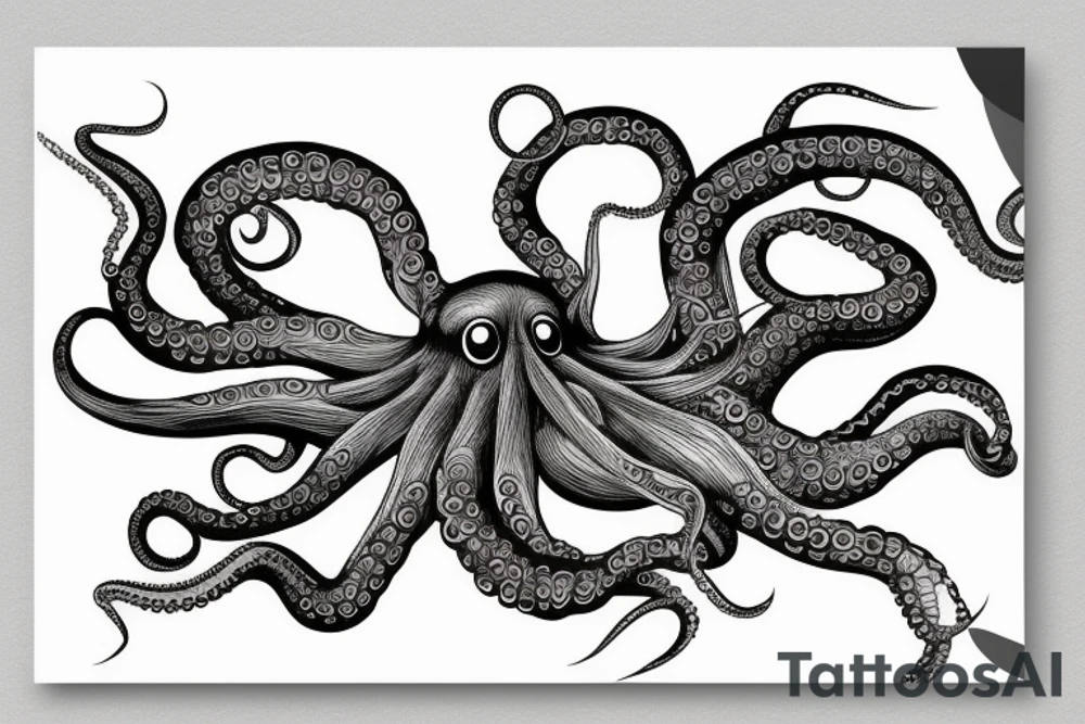 the octopus grabbed the girl with its tentacles tattoo idea