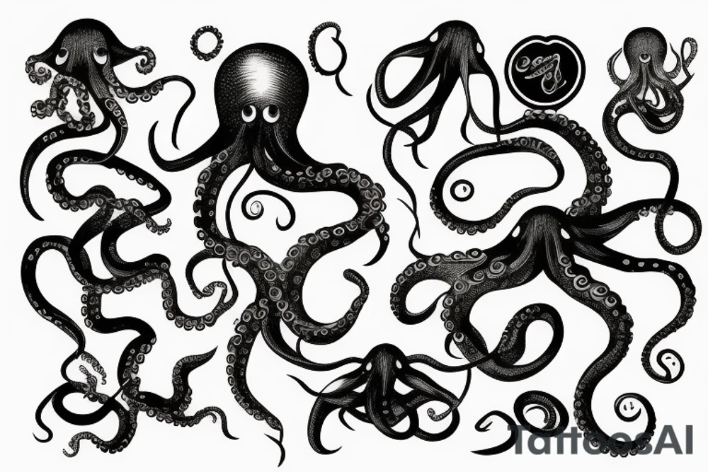 the octopus grabbed the girl with its tentacles tattoo idea