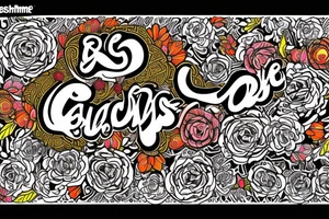 Beatmaking maschine in flowers and calligraphic text "Bobbybeats" in Egyptian style tattoo idea