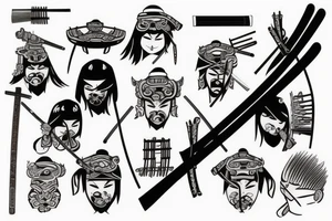 Samurai with katana and Sakura tattoo idea