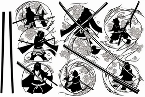 Samurai with katana and Sakura tattoo idea