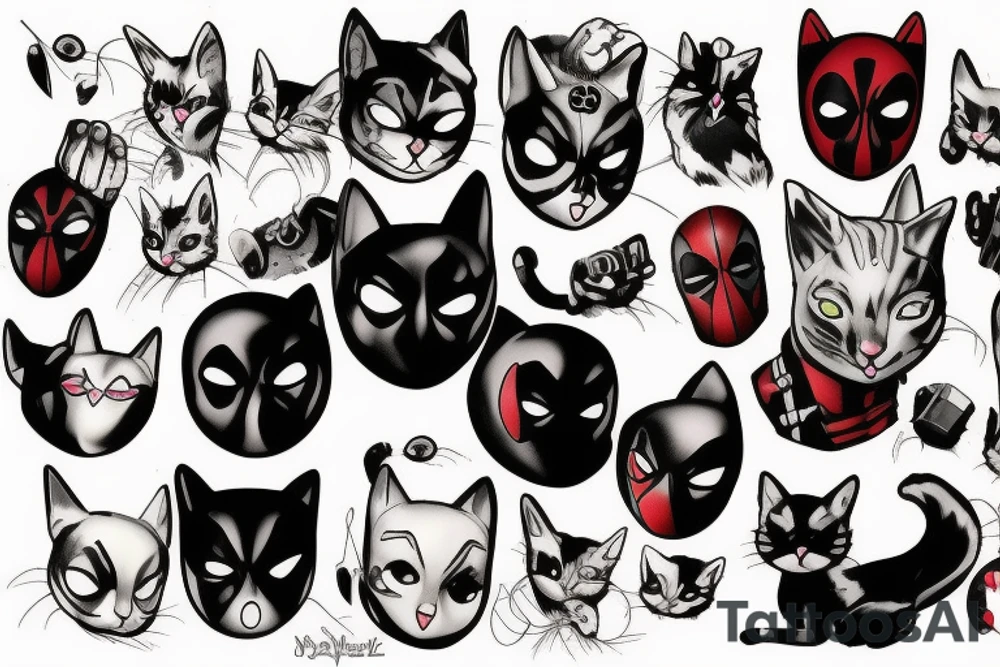 Cat deadpool tattoo idea