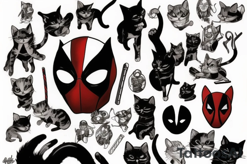 Cat deadpool tattoo idea