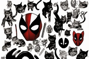 Cat deadpool tattoo idea