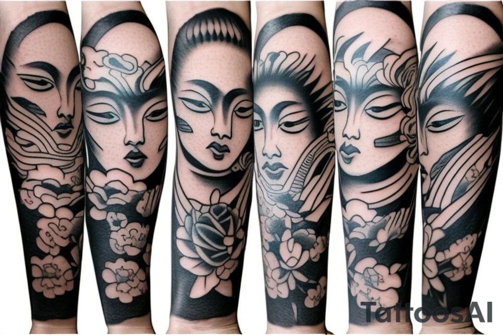 Forearm tattoo with a samurai geisha tattoo idea