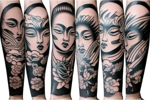 Forearm tattoo with a samurai geisha tattoo idea
