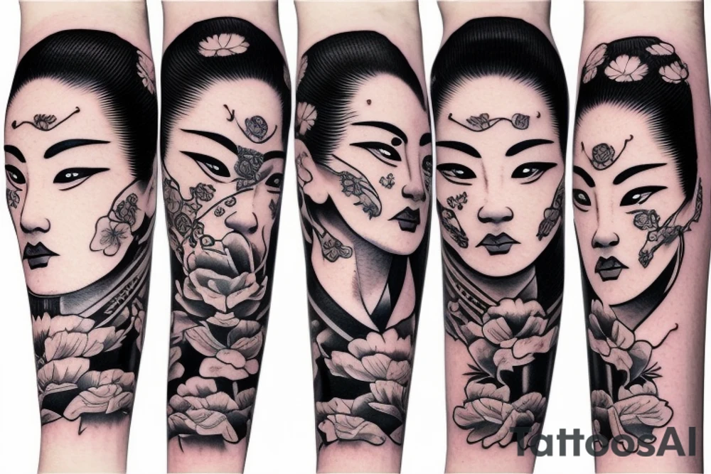 Forearm tattoo with a samurai geisha tattoo idea