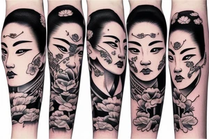 Forearm tattoo with a samurai geisha tattoo idea