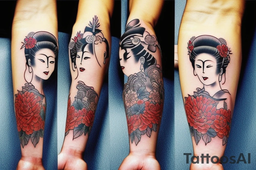 Forearm tattoo with a samurai geisha tattoo idea