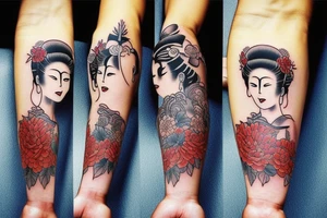 Forearm tattoo with a samurai geisha tattoo idea