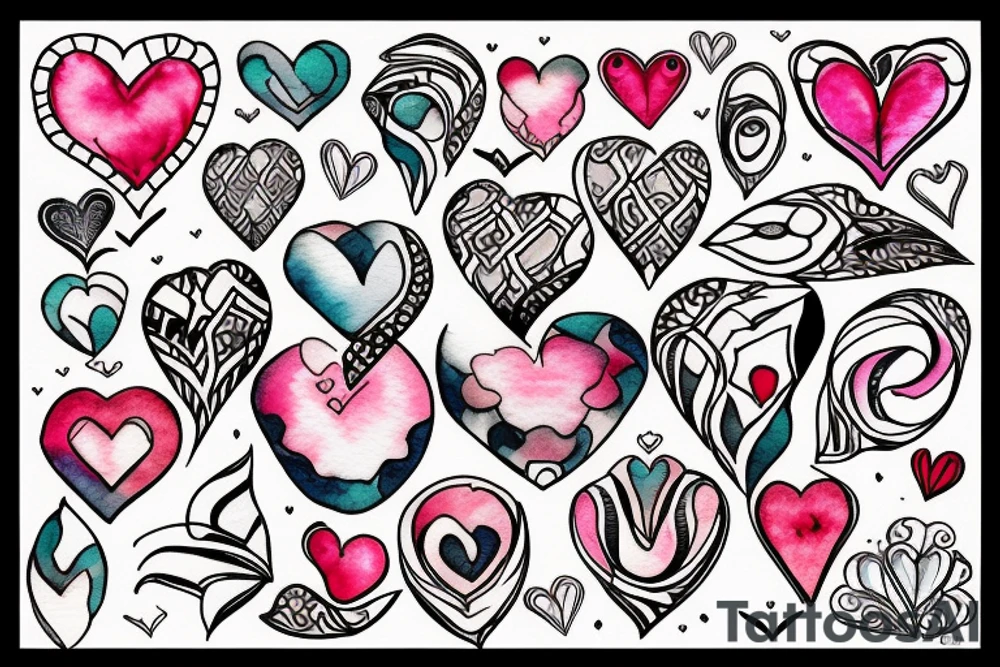 Heart with pattern in the middle tattoo idea