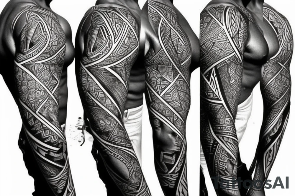 African tribal half sleeve tattoo idea