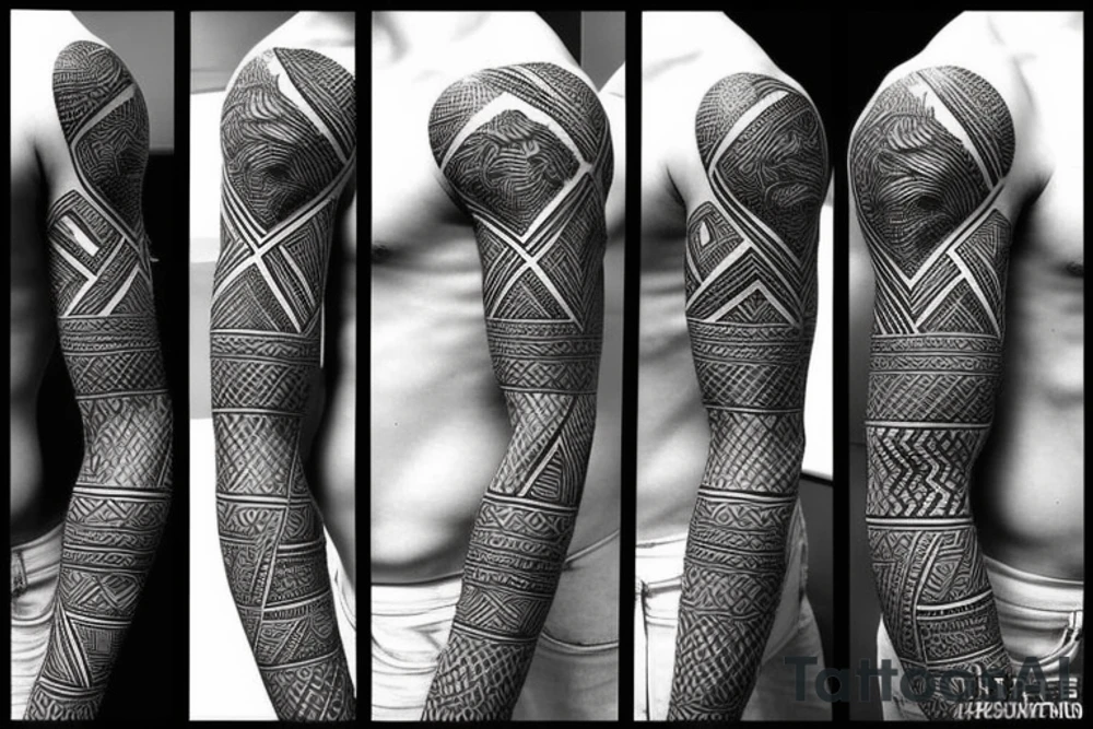 African tribal half sleeve tattoo idea