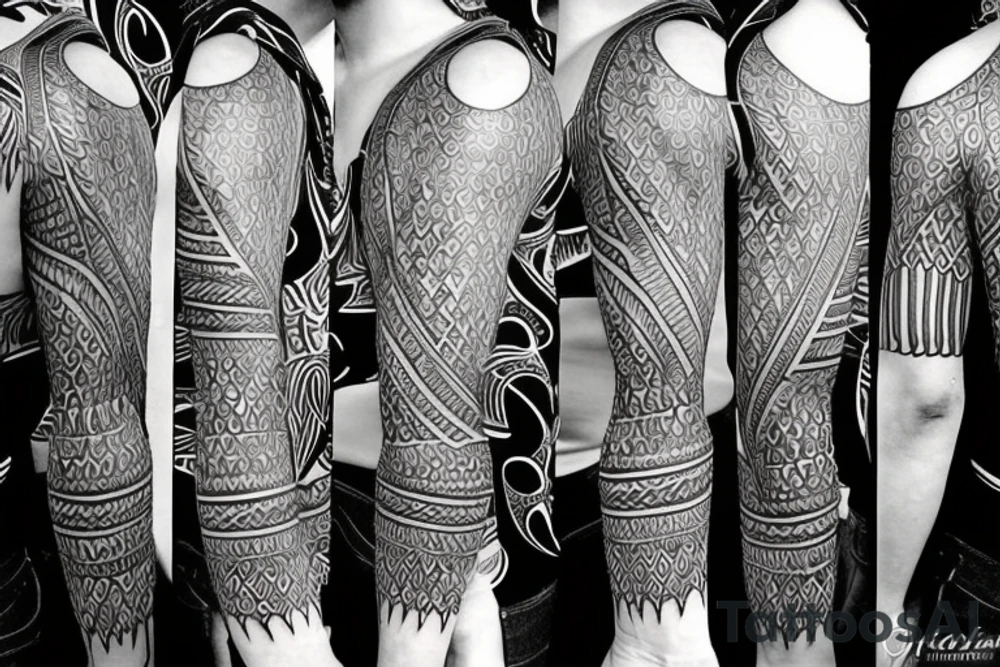 Tanzanian tribal half sleeve from shoulder to elbow tattoo idea