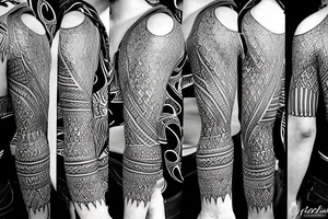 Tanzanian tribal half sleeve from shoulder to elbow tattoo idea