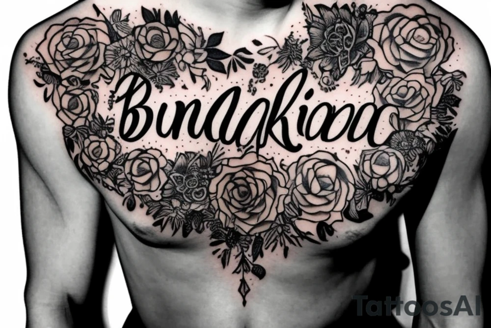 The words “be kind” in bold on chest tattoo idea