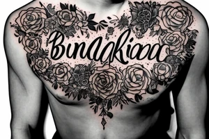 The words “be kind” in bold on chest tattoo idea