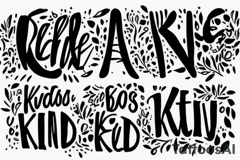 The words “be kind” in bold on chest tattoo idea
