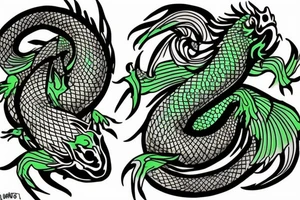 Goldfish mixed with green dragon. tattoo idea