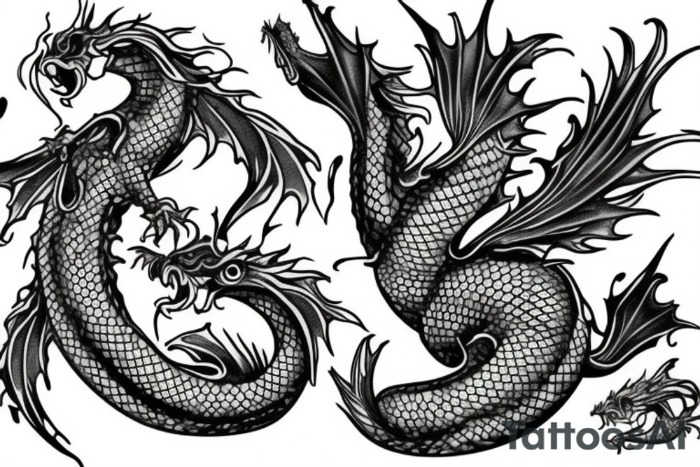 Goldfish mixed with green dragon. tattoo idea