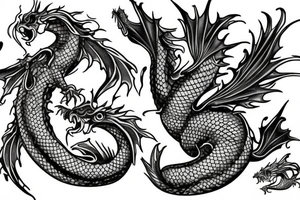Goldfish mixed with green dragon. tattoo idea