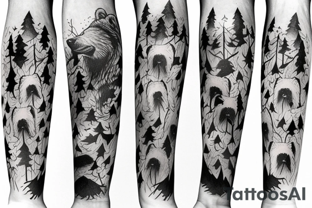 Dressive Bear tohr forest tattoo idea