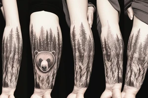 Agressive Bear tohr forest tattoo idea