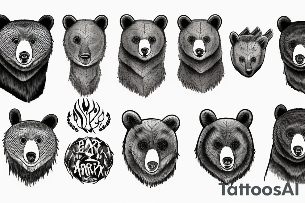 Agressive Bear tohr forest tattoo idea