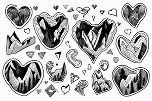 mountains with heart climbing and hiking tattoo idea