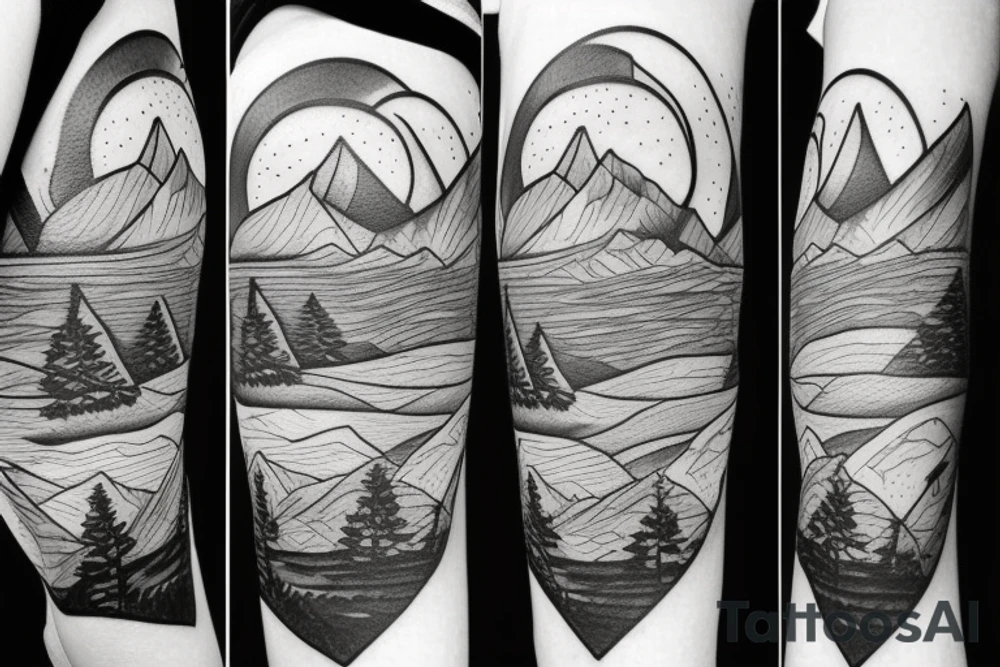 mountains with heart climbing and hiking tattoo idea