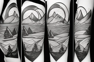 mountains with heart climbing and hiking tattoo idea