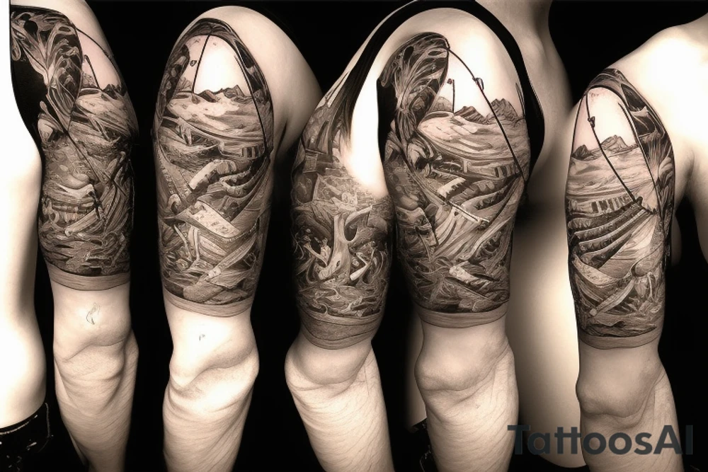mountains with heart climbing and hiking tattoo idea
