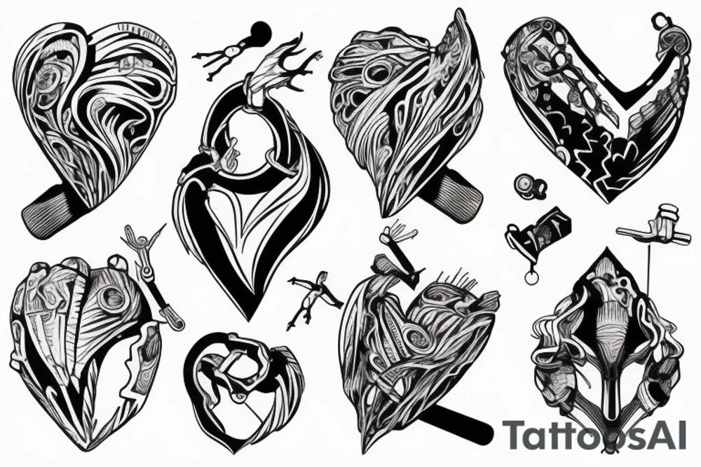 mountains with heart climbing and hiking tattoo idea