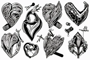 mountains with heart climbing and hiking tattoo idea