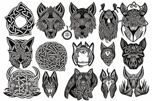 Wild Scandinavian animals in celtic style tattoo idea