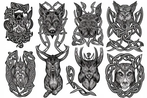 Wild Scandinavian animals in celtic style tattoo idea
