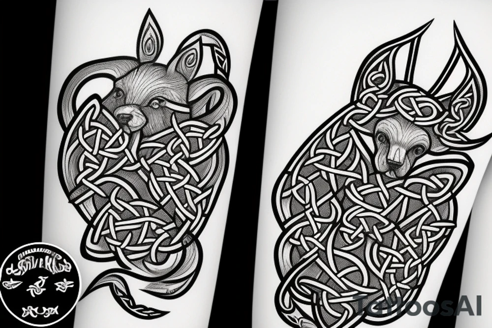 Wild Scandinavian animals in celtic style tattoo idea