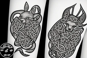 Wild Scandinavian animals in celtic style tattoo idea