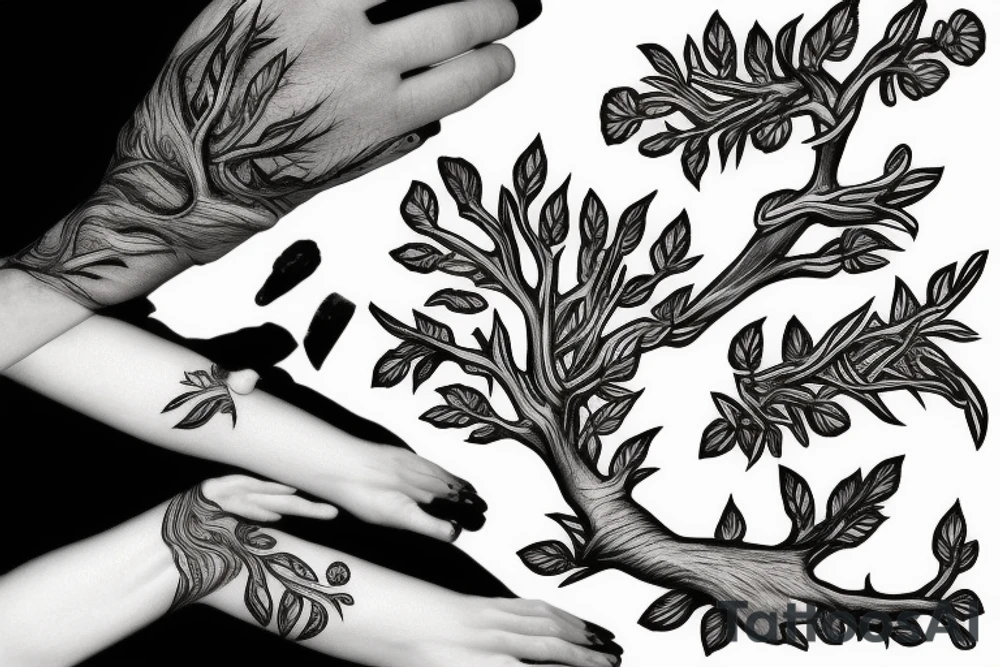 thorn branch around hand tattoo idea